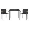 vidaXL Juego de muebles de exterior 3 pcs Negro y Antracita Textileno