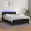 vidaXL Cama box spring colch&oacute;n y LED cuero sint&eacute;tico negro 140x200 cm
