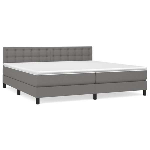 vidaXL Cama box spring con colchón tela gris oscuro 200x200 cm