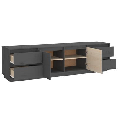 vidaXL Mueble de TV madera maciza de pino gris 176x37x47,5 cm