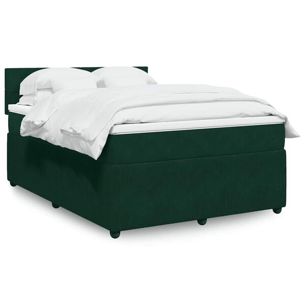 vidaXL Cama box spring con colch&oacute;n terciopelo verde oscuro 160x200 cm