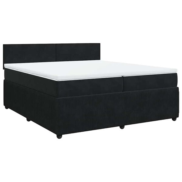vidaXL Cama box spring con colch&oacute;n terciopelo negro 200x200 cm