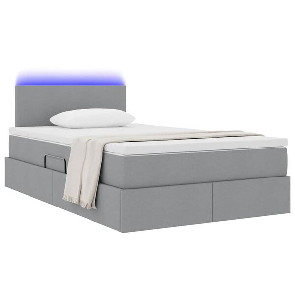 vidaXL Cama con almacenamiento y LED Gris Claro 120 x 200 cm Poliéster