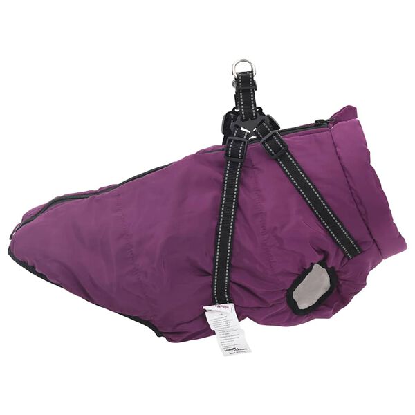 vidaXL Abrigo para perro con arn&eacute;s impermeable reflectante L52 morado