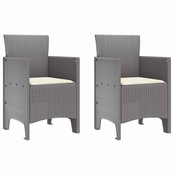 vidaXL Silla de Jard&iacute;n 2 pcs Gris Claro 53 x 49 x 85 cm Polipropileno