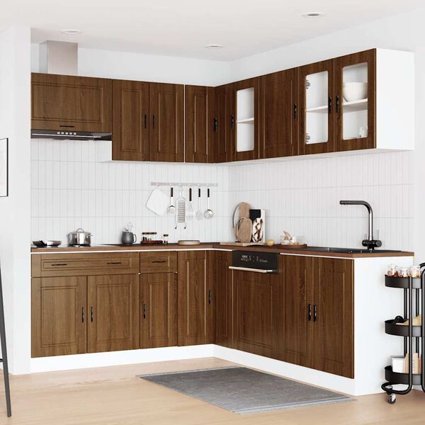 vidaXL Mueble cocina Porto roble marr&oacute;n 11 pzas madera contrachapada