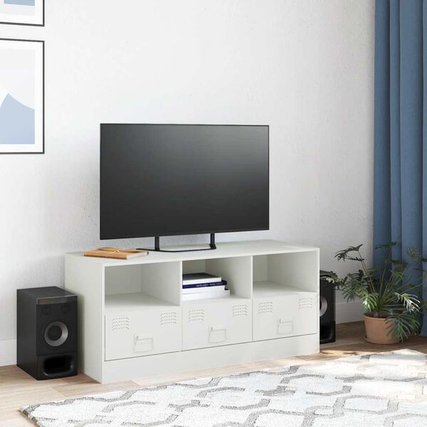 vidaXL Mueble para TV de acero blanco 99x39x44 cm