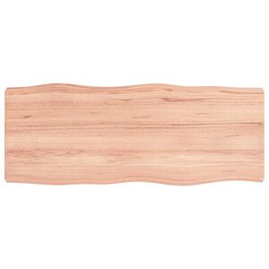 vidaXL Tablero mesa madera tratada borde natural marr&oacute;n 100x40x(2-6)cm