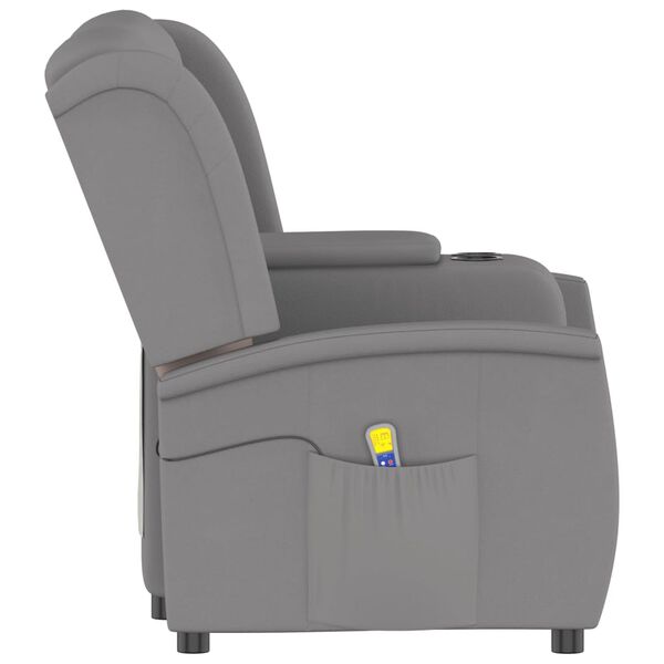 vidaXL Sill&oacute;n de masaje reclinable 2 plazas con portavasos gris claro