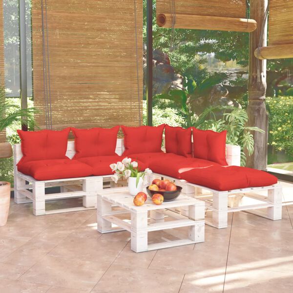 vidaXL Muebles de jard&iacute;n de palets 6 pzas y cojines madera de pino