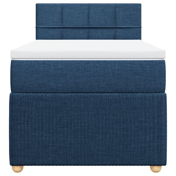 vidaXL Cama box spring con colchón tela azul 90x190 cm