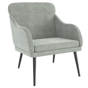 vidaXL Sill&oacute;n de terciopelo gris claro 63x76x80 cm