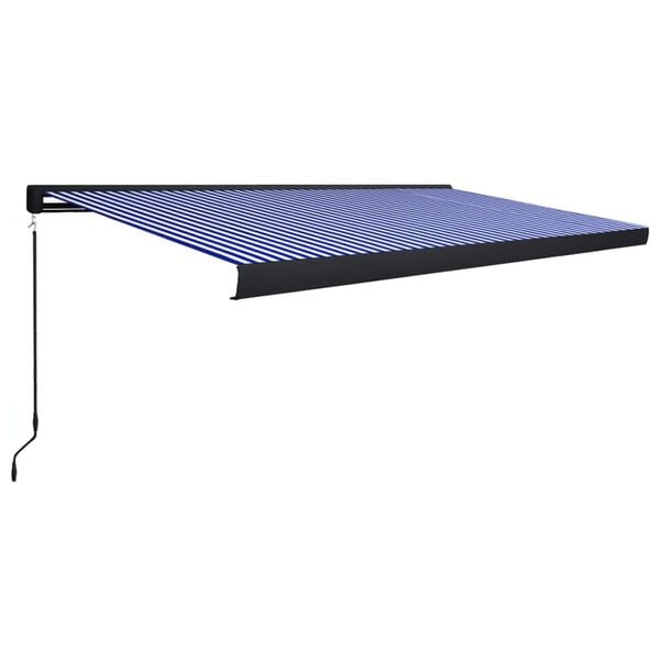 vidaXL Toldo de carrete manual azul y blanco 500x300 cm