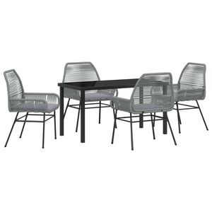 vidaXL Conjunto de Comedor de Jard&iacute;n 5 pcs Gris rat&aacute;n sint&eacute;tico