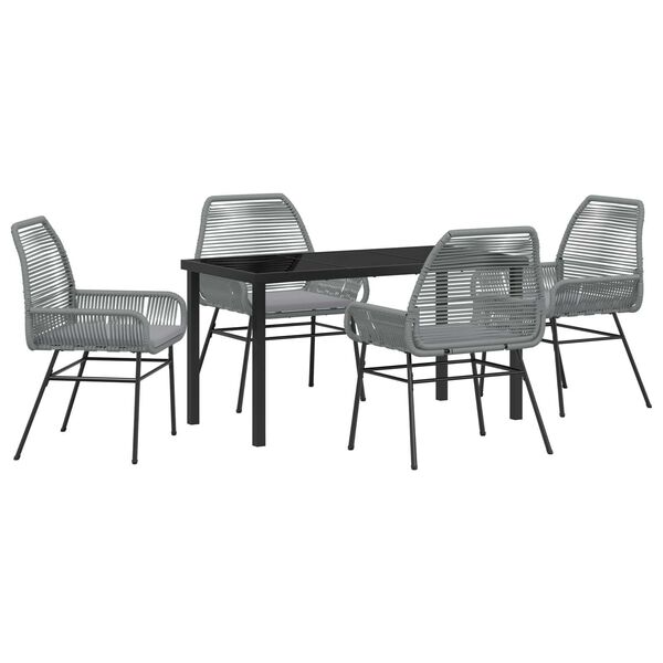 vidaXL Conjunto de Comedor de Jard&iacute;n 5 pcs Gris rat&aacute;n sint&eacute;tico