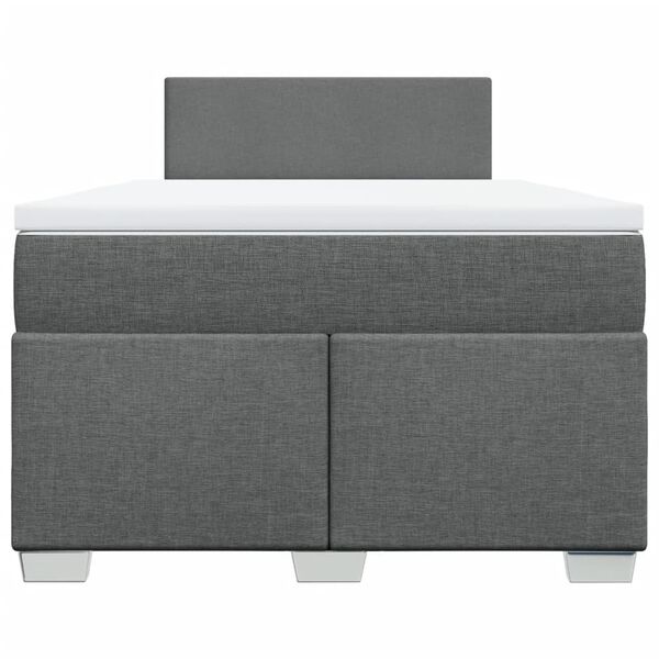 vidaXL Cama box spring con colch&oacute;n tela gris oscuro 120x200 cm