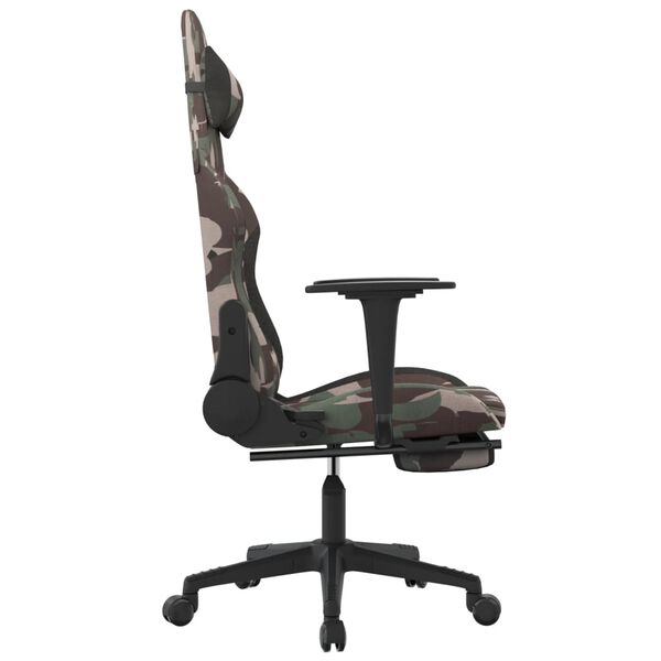 vidaXL Silla gaming con reposapi&eacute;s tela negro y camuflaje