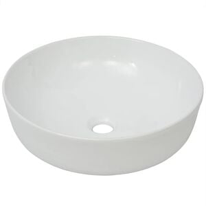 vidaXL Lavabo redondo de cer&aacute;mica blanco 41,5x13,5 cm