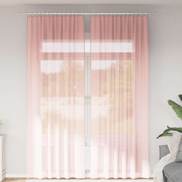vidaXL Cortinas de gasa con trabillas 2 uds rosa 140x260 cm