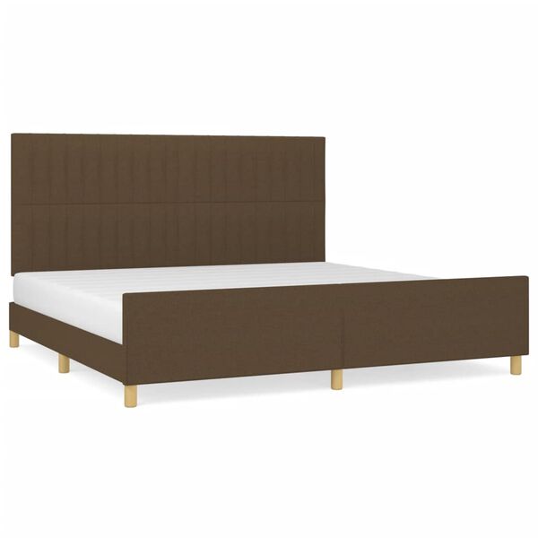 vidaXL Cama sin colch&oacute;n tela marr&oacute;n oscuro 200x200 cm