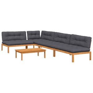 vidaXL Set de sof&aacute;s de palets de jard&iacute;n y cojines 5 pzas madera acacia