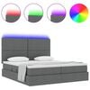 vidaXL Cama con tira de luces LED Gris oscuro 200 x 200 cm tela