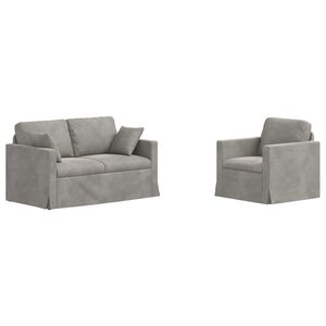 vidaXL Juego de Sof&aacute; 2 uds. Gris Claro Terciopelo