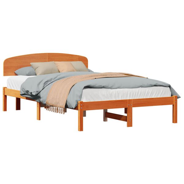 vidaXL Estructura de cama con cabecera Marr&oacute;n cera 120 x 200 cm
