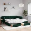 vidaXL Sof&aacute; cama nido con cajones terciopelo verde oscuro 100x200 cm