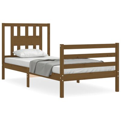 vidaXL Estructura cama con cabecero madera maciza marrón miel 90x200cm