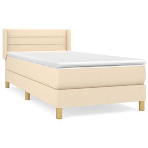 vidaXL Cama box spring con colch&oacute;n tela color crema 80x200 cm