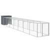 vidaXL Gallinero con corral acero galvanizado gris 110x813x110 cm