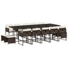 vidaXL Set comedor de jard&iacute;n y cojines 15 pzas rat&aacute;n sint&eacute;tico marr&oacute;n