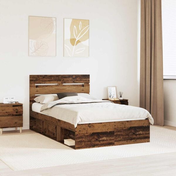 vidaXL Estructura de cama con cabecera Madera vieja 120 x 200 cm
