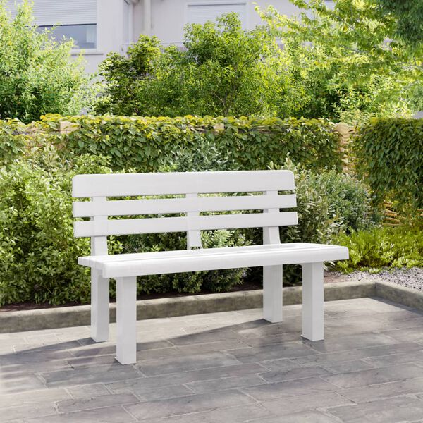 vidaXL Banco de jard&iacute;n polipropileno blanco 110x52x71 cm