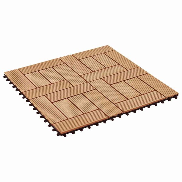 vidaXL Tile de Decking 11 pcs Teca 30 x 30 cm WPC