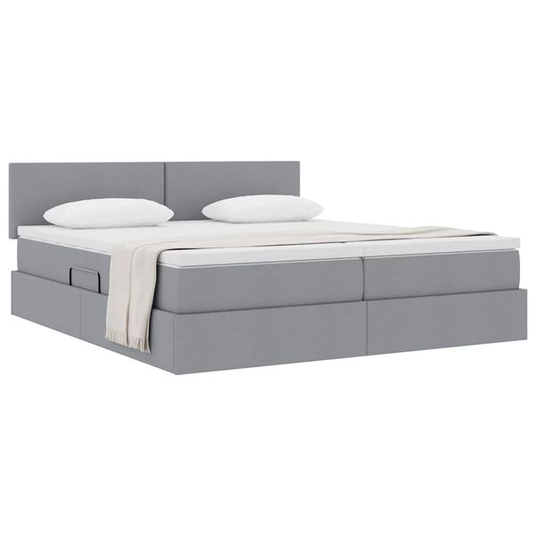 vidaXL Cama con almacenamiento Gris Claro 200 x 200 cm Cuero sint&eacute;tico