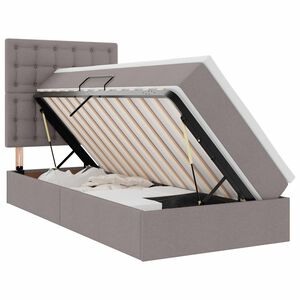 vidaXL Cama con almacenamiento y colch&oacute;n Taup&eacute; 90 x 190 cm Poli&eacute;ster