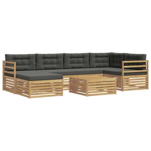 vidaXL Conjunto de sof&aacute;s de exterior 7 uds. Blanco y Antracita