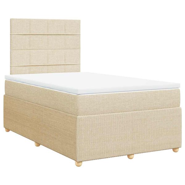 vidaXL Cama box spring con colchón tela color crema 120x200 cm