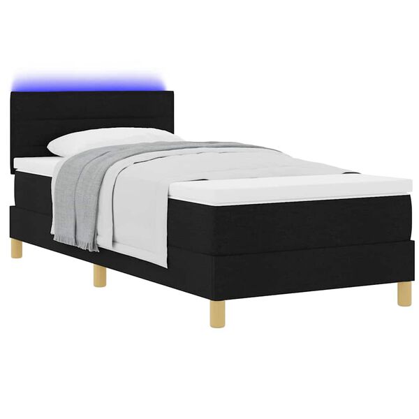 vidaXL Cama Box Spring LED con colch&oacute;n con LED Negro 80 x 200 cm tela