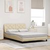 vidaXL Estructura de cama sin colch&oacute;n tela color crema 140x190 cm