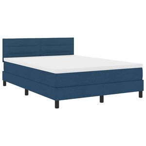 vidaXL Cama tipo Box Spring con tiras LED Azul 140 x 190 cm tela