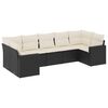 vidaXL Set de comedor de jard&iacute;n 7 pzas y cojines rat&aacute;n sint&eacute;tico negro