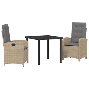 vidaXL Conjunto de Comedor de Jard&iacute;n 3 pcs Beige rat&aacute;n sint&eacute;tico