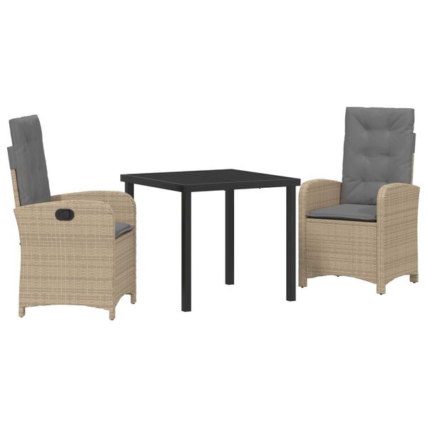vidaXL Conjunto de Comedor de Jard&iacute;n 3 pcs Beige rat&aacute;n sint&eacute;tico