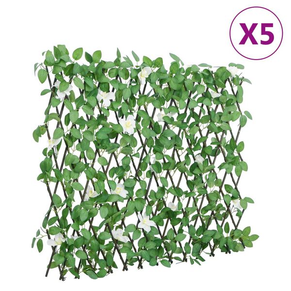 vidaXL Enrejado expansible de hiedra artificial verde 5 uds 186x30 cm