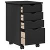 vidaXL Gabinete rodante Negro 34 x 39 x 56 cm Madera de Pino Macizo