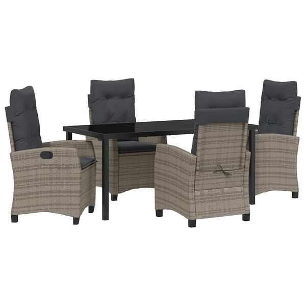 vidaXL Conjunto de Comedor de Jard&iacute;n 5 pcs Gris rat&aacute;n sint&eacute;tico
