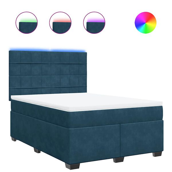 vidaXL Cama box spring con colch&oacute;n terciopelo azul 160x200 cm